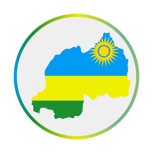 Rwanda icon Форма країни з прапором Руанди Круглий знак з градієнтним кільцем. — стоковий вектор