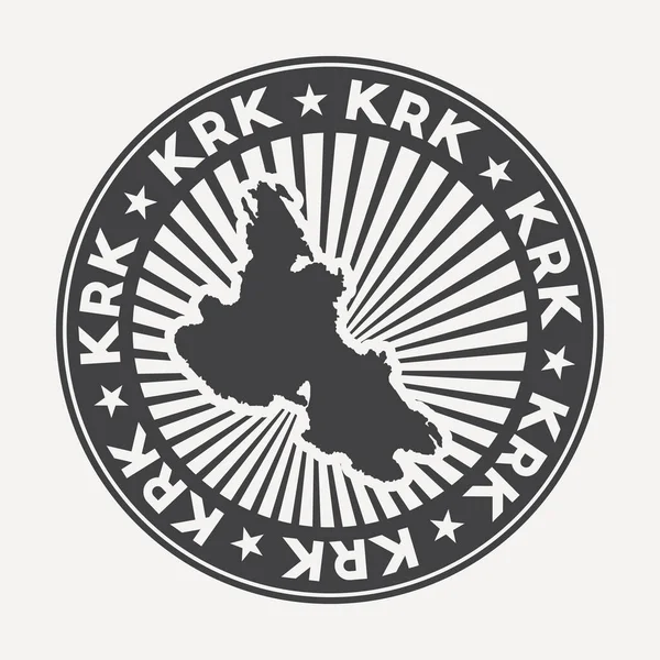 Logotipo redondo Krk Insignia de viaje vintage con el nombre circular y el mapa de la ilustración vectorial isla — Vector de stock