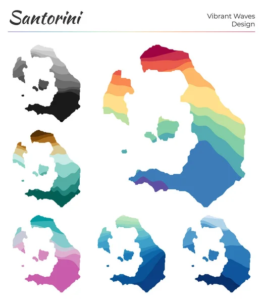 산토리니 비브리 안트 파의 벡터 지도 설계 기하학적으로 매끄럽게 섬의 밝은 지도 — 스톡 벡터