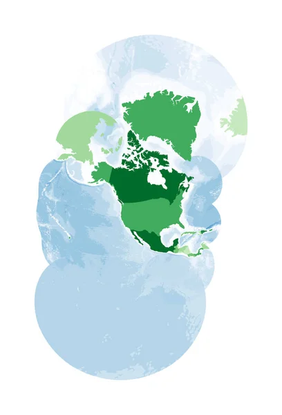 Mapa do Mundo Projeção estereográfica modificada para os Estados Unidos, incluindo Alasca e Havaí — Vetor de Stock