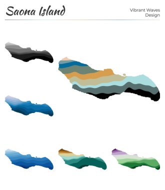 Saona Adası Vibrant dalgalarının vektör haritaları geometrik pürüzsüz adanın parlak haritasını dizayn eder