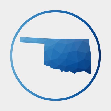 Oklahoma simgesi ABD eyaletinin gradyan halka içinde çokgen haritası Yuvarlak düşük poli Oklahoma işareti Vektör