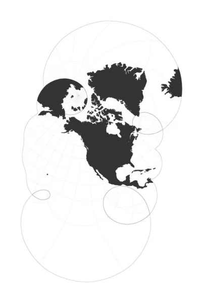 Mapa do mundo Modificado projeção estereográfica para os Estados Unidos, incluindo Alasca e — Vetor de Stock