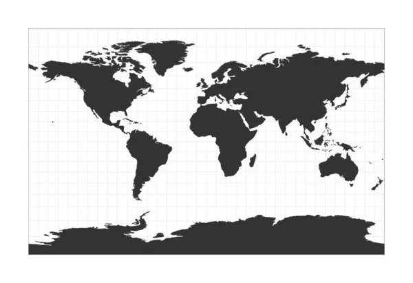 Карта мира Цилиндрическая стереографическая проекция Глобус с широтой и долготой — стоковый вектор