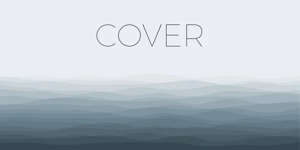 Couverture abstraite des vagues Fond horizontal avec des courbes en bleu gris Vecteur moderne — Image vectorielle