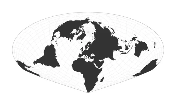 Mappa del mondo Allen K Philbricks SinuMollweide projection Globe con latitudine e longitudine — Vettoriale Stock