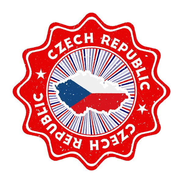República Checa sello grunge redondo con mapa de país y bandera de país Vintage insignia con circular — Vector de stock