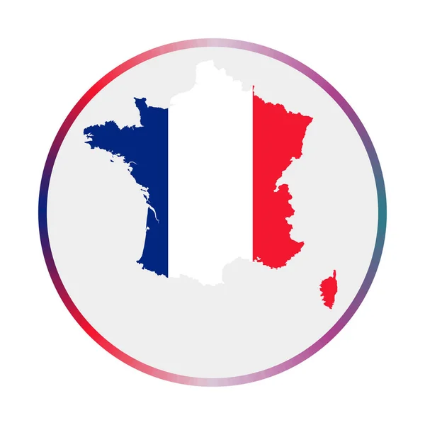 フランスのアイコンフランスの旗を持つ国の形旗の色のグラデーションリングと丸印 — ストックベクタ