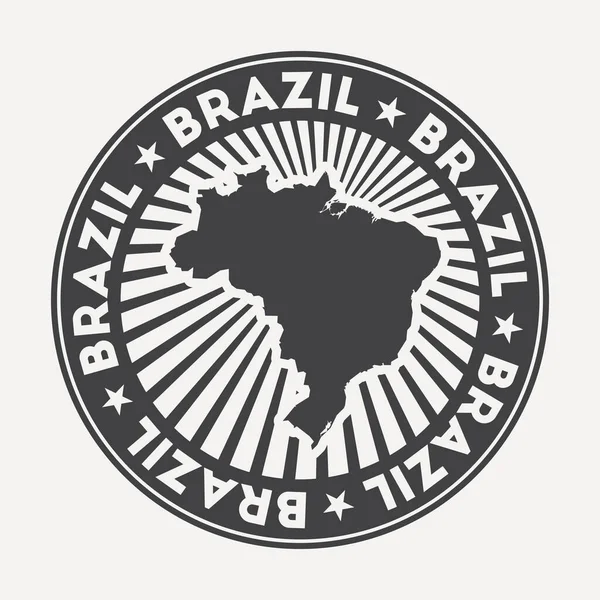 Brasil logotipo redondo Emblema de viagem vintage com o nome circular e mapa do vetor do país —  Vetores de Stock