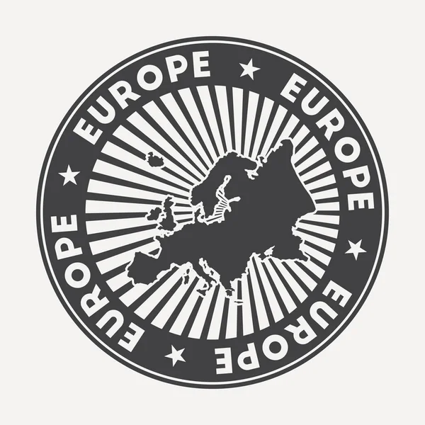 Europa rundes Logo Vintage Reiseabzeichen mit dem kreisförmigen Namen und der Karte des Kontinentalvektors — Stockvektor