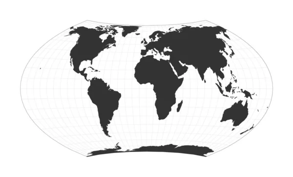 Mapa de El Mundo Wagner VII Proyección Globo con latitud y longitud neta Mapa del mundo en — Vector de stock