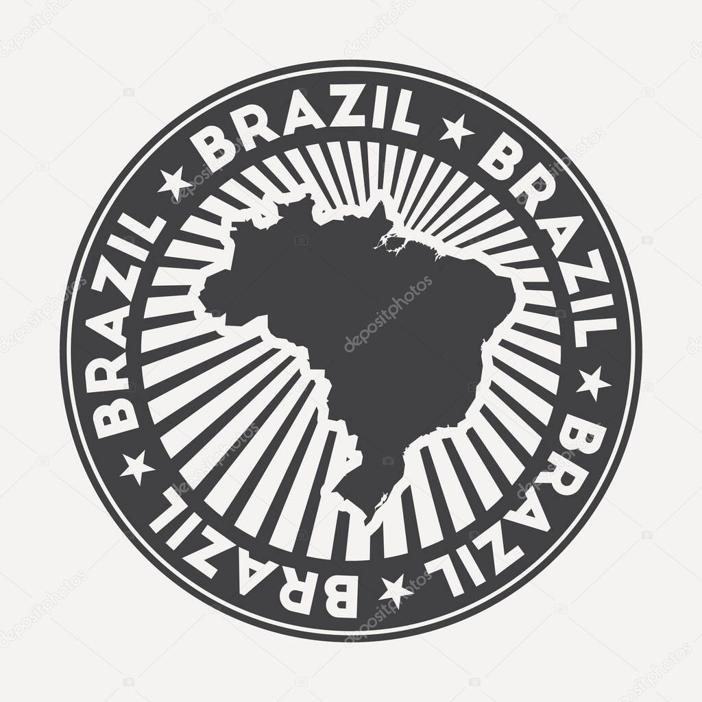 Brazil round logo. Vintage travel badge with the circular name and map of country, vector illustration. Can be used as insignia, logotype, label, sticker or badge of the Brazil.