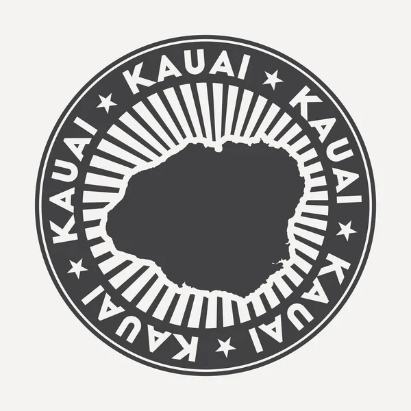 Logotipo redondo Kauai Insignia de viaje vintage con el nombre circular y el mapa del vector de la isla — Vector de stock