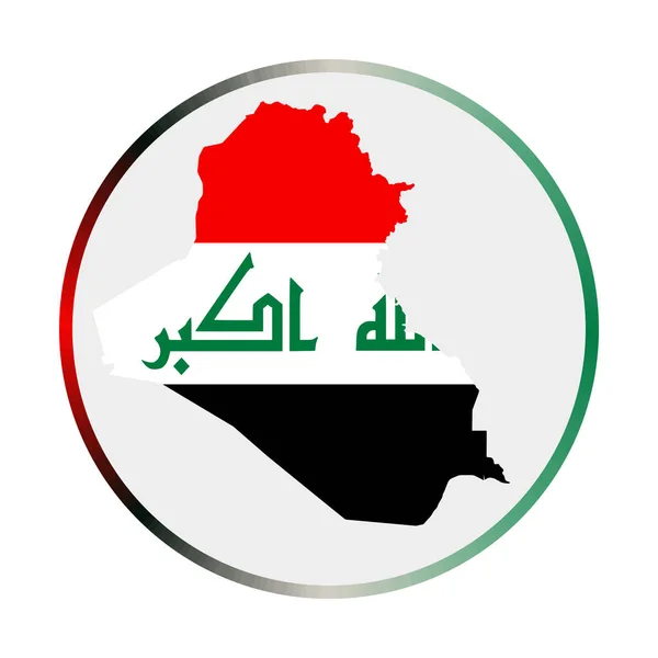 Ícone da República do Iraque Forma do país com bandeira da República do Iraque Sinal redondo com cores de bandeira — Vetor de Stock