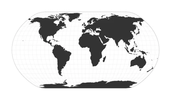 Mappa del Mondo Proiezione della Terra Naturale Globo con latitudine e longitudine netta Mappa del mondo su — Vettoriale Stock