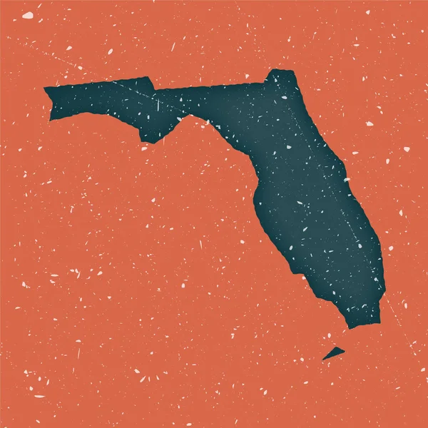 Florida mapa do vintage Grunge mapa dos Estados Unidos com textura angustiada Florida cartaz Vector — Vetor de Stock