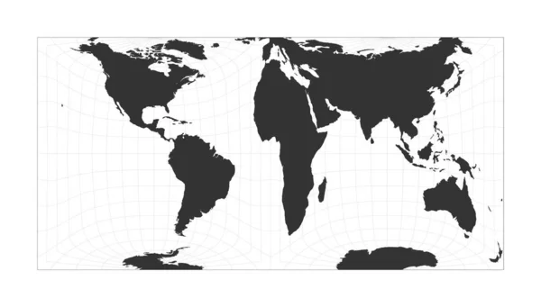 Карта Мирового Грингортена Проекция квадратной равной площади Глобус с сеткой широты и долготы — стоковый вектор