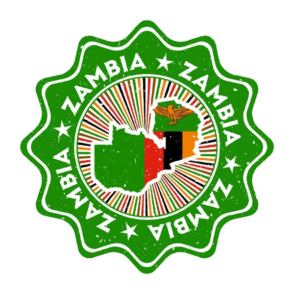 Zambia ronda sello grunge con mapa de país y bandera de país Vintage insignia con texto circular y — Vector de stock