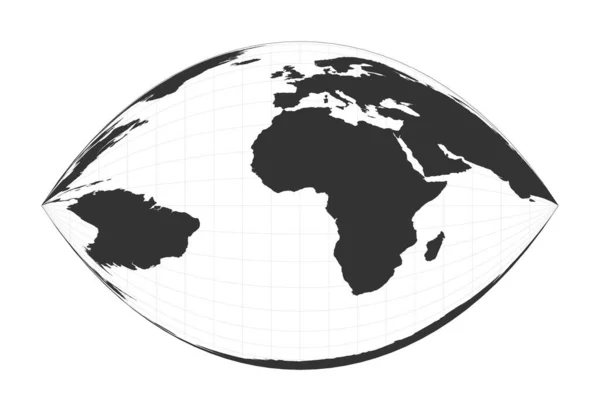 Карта The World Craig retroazimuthal projection Globe with latitude and longitude net Карта мира — стоковый вектор