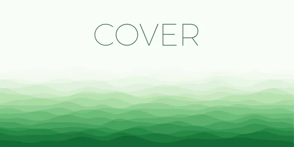 Abstrakte Wellen bedecken horizontalen Hintergrund mit Kurven in grünen Farben Cool Vektor Illustration — Stockvektor