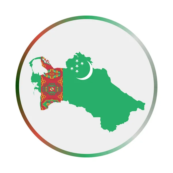 Turkmenistan icoon Vorm van het land met Turkmenistan vlag Ronde bord met vlag kleuren verloop — Stockvector