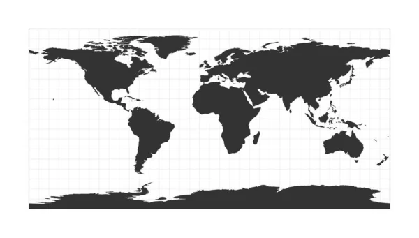 Карта мира Эквипрямоугольная проекция карри Глобус с сеткой широты и долготы — стоковый вектор