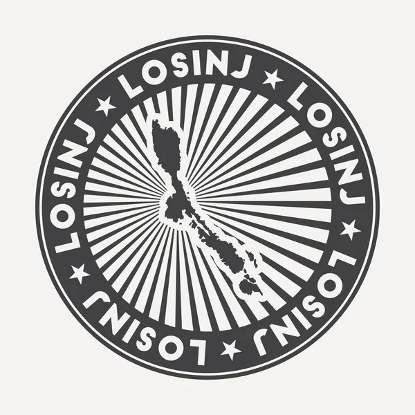 Losinj logo rond Insigne de voyage vintage avec le nom circulaire et la carte du vecteur de l'île — Image vectorielle