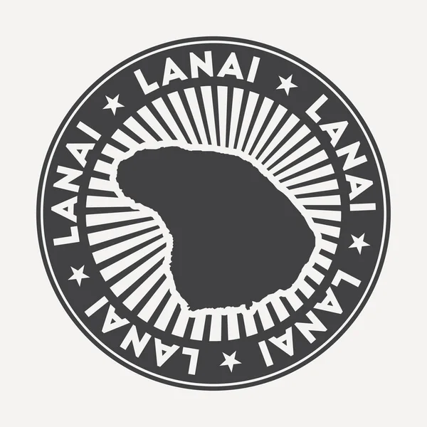 Logotipo redondo Lanai Insignia de viaje vintage con el nombre circular y mapa del vector de la isla — Vector de stock