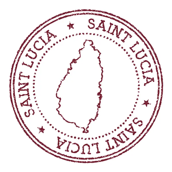Sello de goma redonda Santa Lucía con mapa insular Sello de pasaporte rojo vintage con texto circular y — Vector de stock