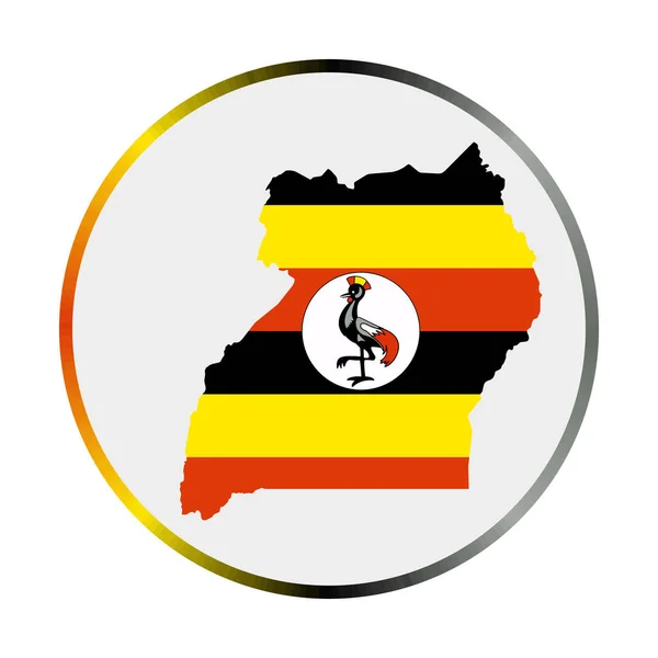 Угандійська ікона Форма країни з прапором Уганди з круглим знаком прапора. — стоковий вектор