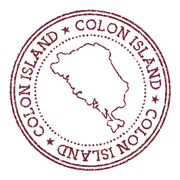 Sello de goma redonda Colon Island con mapa insular Sello de pasaporte rojo vintage con texto circular y — Vector de stock