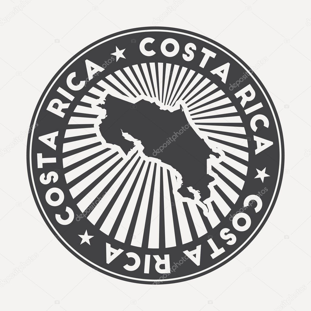 Costa Rica round logo Vintage travel badge with the circular name and map of country vector