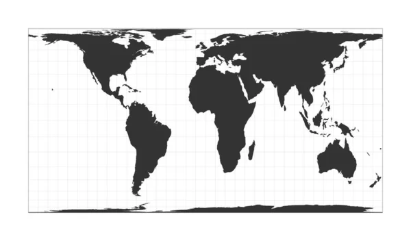 Карта Мирового Цилиндрического Равномерного Проекции Глобус с широтой и долготой — стоковый вектор