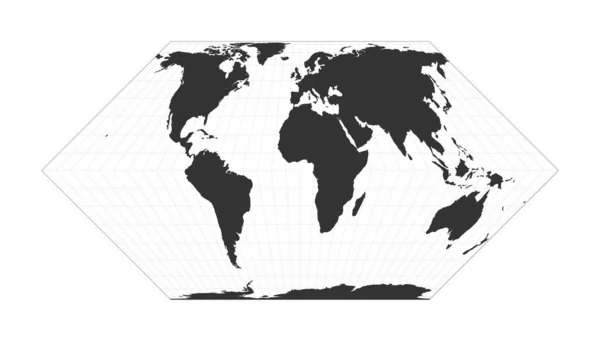 Карта проекции Мира Экерта II Глобус с картой мира широты и долготы на — стоковый вектор