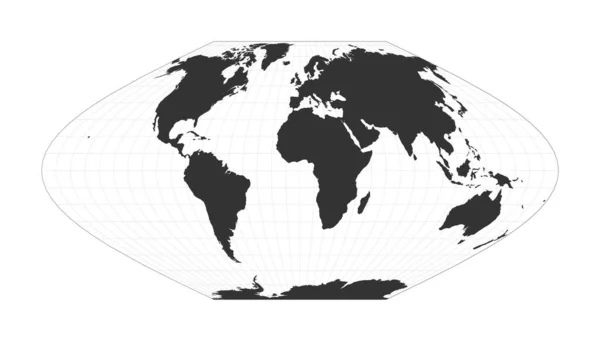 Mapa de The World McBrydeThomas plano polar sinusoidal igual área proyección Globo con latitud — Vector de stock