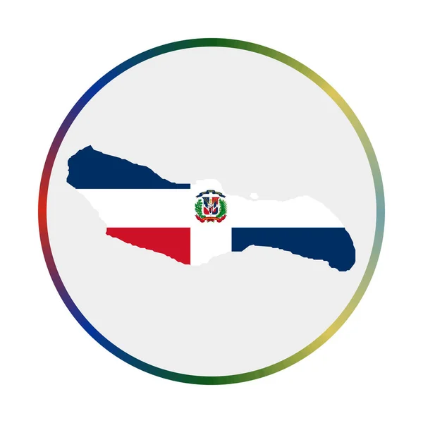 Икона острова Саона Форма острова с флагом острова Саона Круглый знак с градиентом цветов флага — стоковый вектор