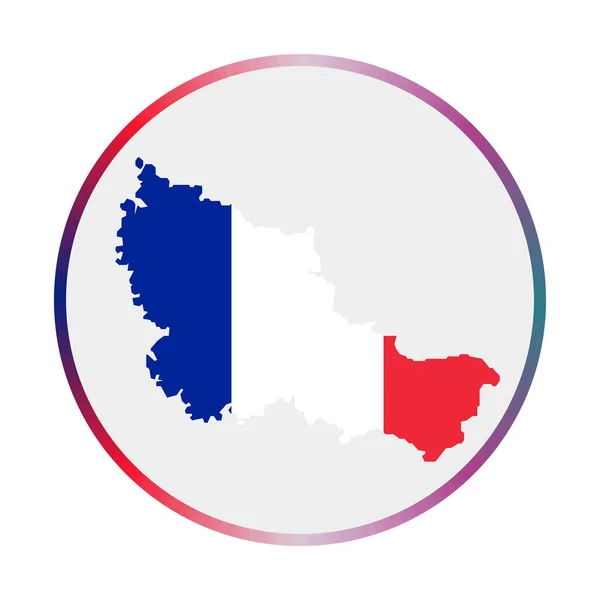 Icône Belle Ile Forme de l'île avec drapeau Belle Ile Panneau rond avec drapeau couleurs anneau dégradé — Image vectorielle