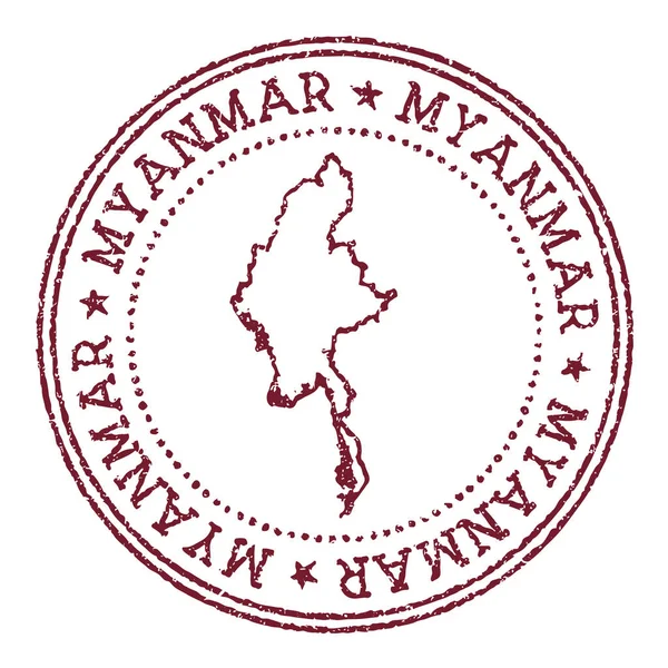 Myanmar runder Gummistempel mit Landkarte Vintage roter Passstempel mit rundem Text und — Stockvektor