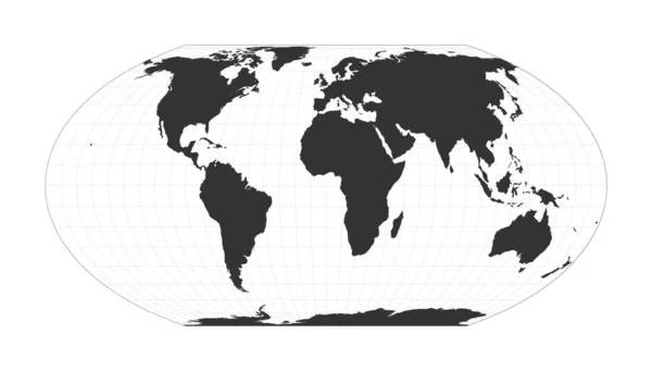 A World Wagner IV projekció térképe Globe szélességi és hosszúsági hálóval Világtérkép: — Stock Vector