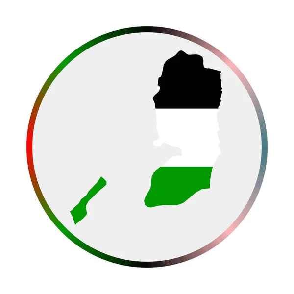 Icono de Palestina Forma del país con la bandera de Palestina Signo redondo con colores de la bandera anillo de degradado — Vector de stock