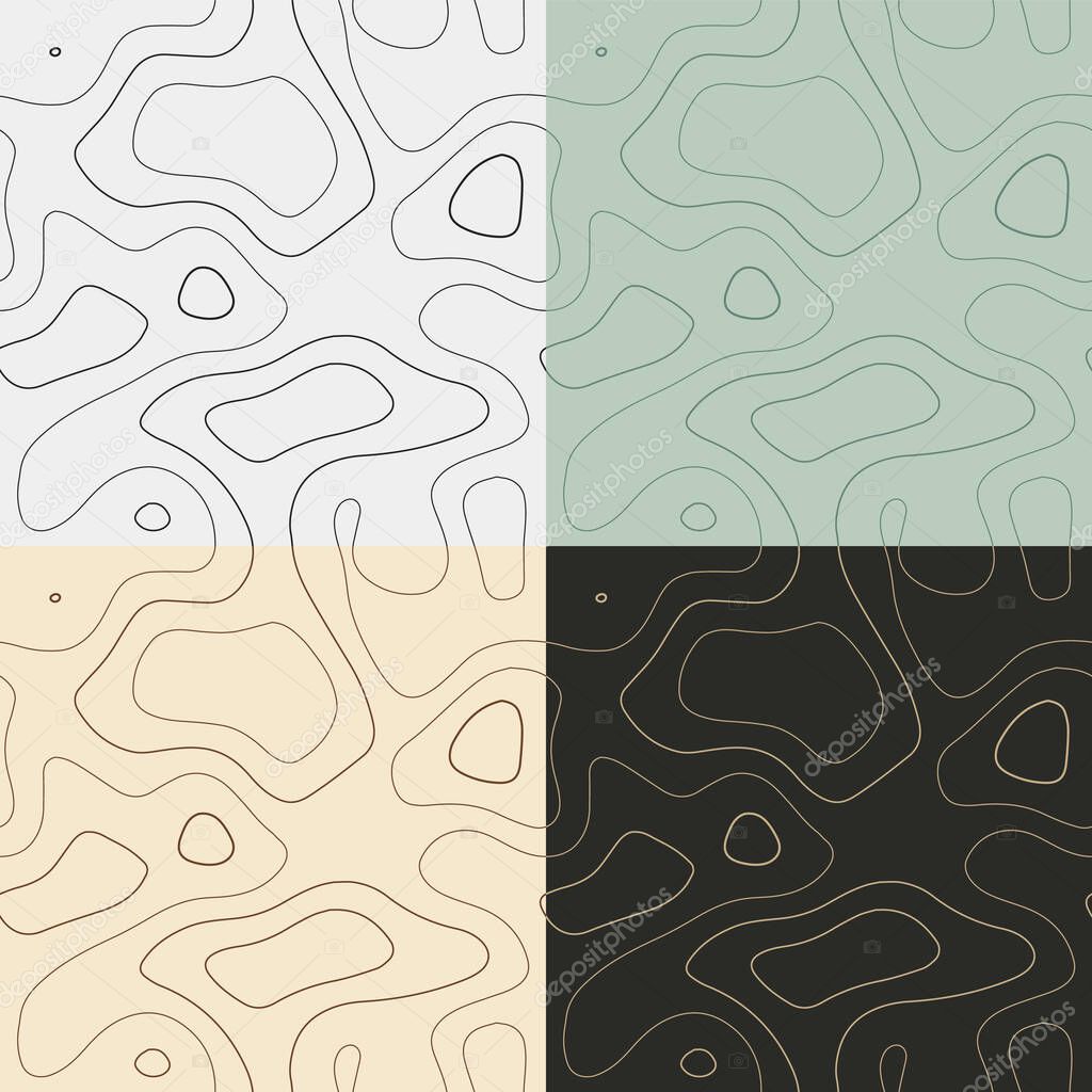 Topography patterns Seamless elevation map tiles Awesome isoline background Modern tileable