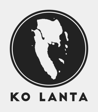 Ada haritalı Ko Lanta simgesi yuvarlak logosu ve harita vektörlü stil Ko Lanta rozeti