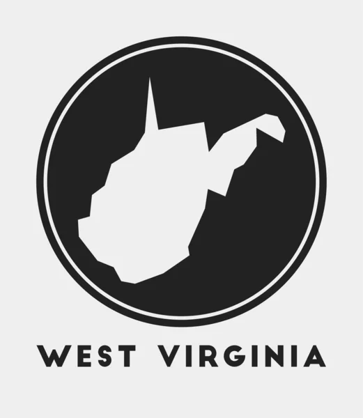 West Virginia icoon Ronde logo bij ons staat kaart en titel Stijlvolle West Virginia badge met kaart — Stockvector