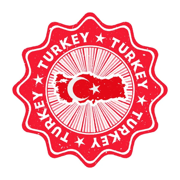 Türkei Round Grunge Stempel mit Landkarte und Länderflagge Vintage Badge mit rundem Text und — Stockvektor