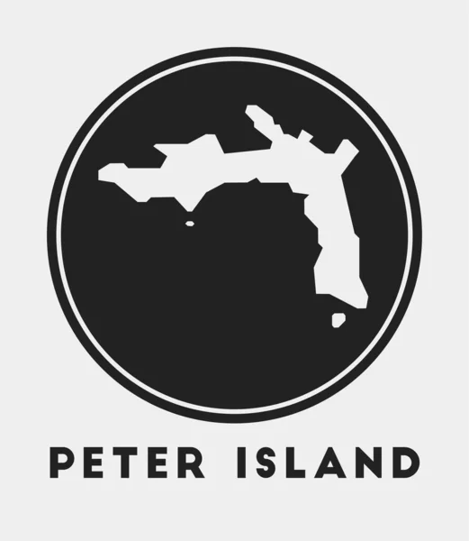 Icono de Peter Island Logo redondo con mapa de la isla y título Elegante insignia de Peter Island con mapa Vector — Vector de stock