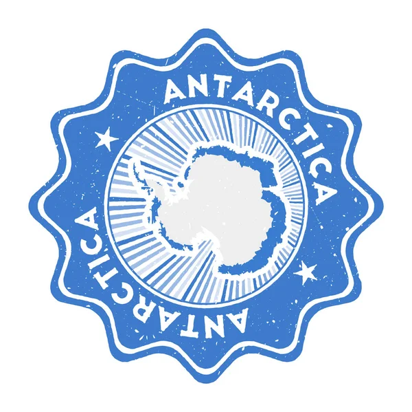 Antarctica round grunge stamp with country map and country flag Vintage badge with circular text — Stock Vector