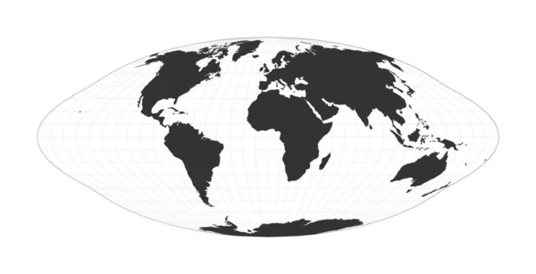 Mapa světa Pseudoválcová rovinná plocha Homolosinová projekce Goode Globe se zeměpisnou šířkou a — Stockový vektor