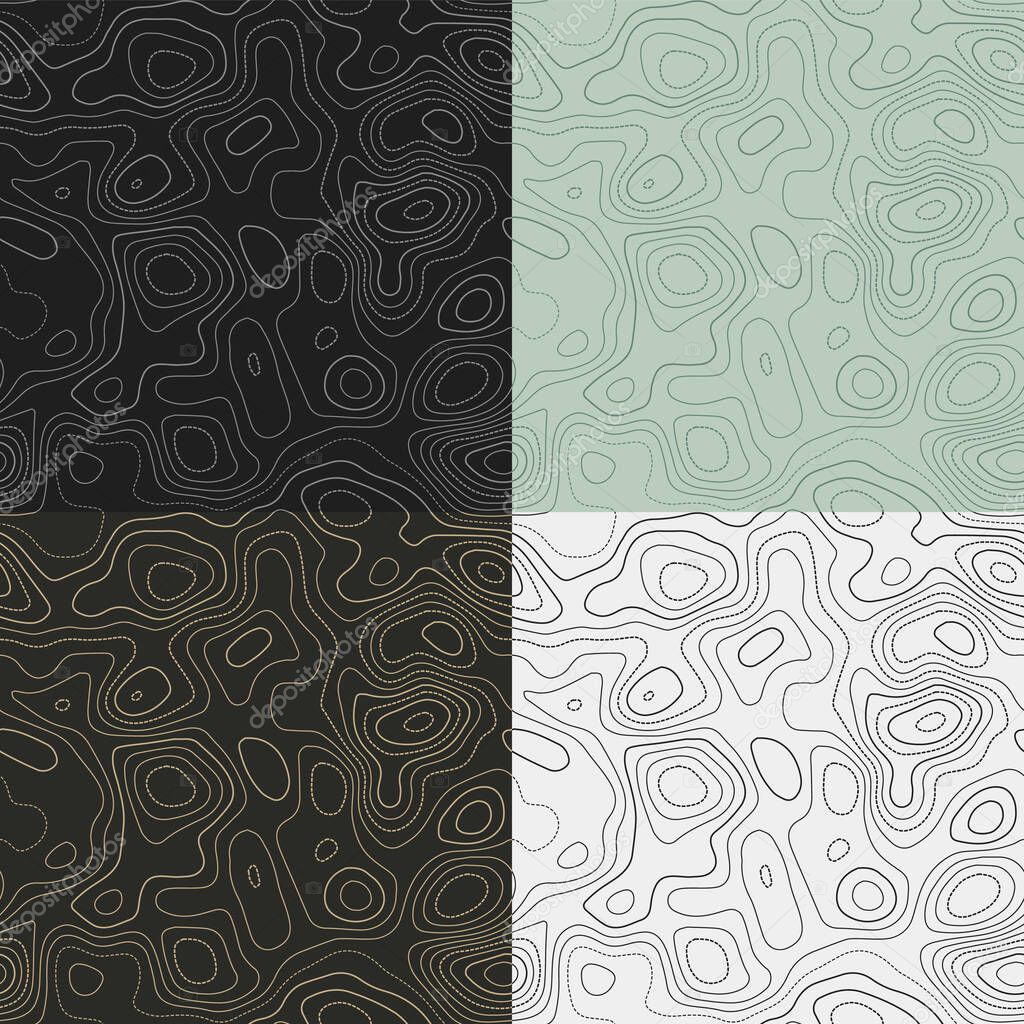 Topography patterns Seamless elevation map tiles Appealing isoline background Modern tileable
