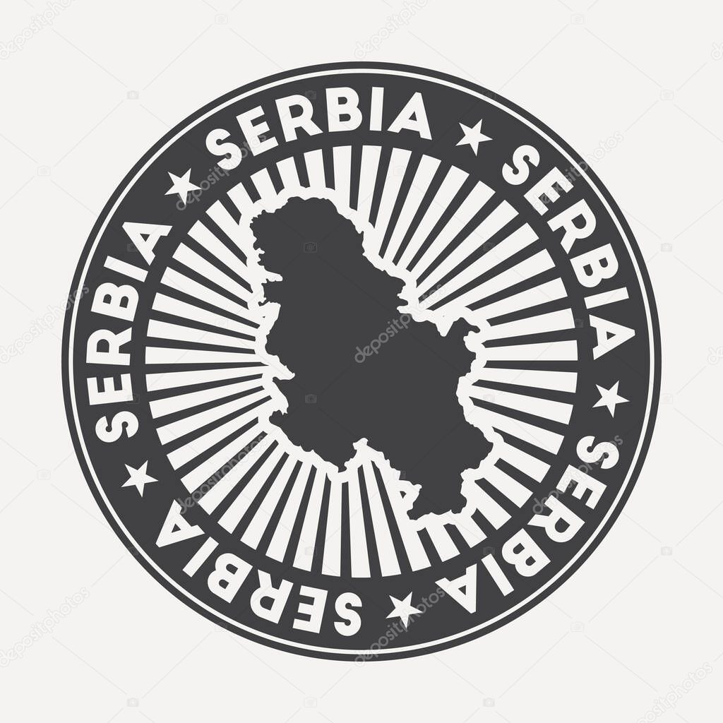 Serbia round logo Vintage travel badge with the circular name and map of country vector