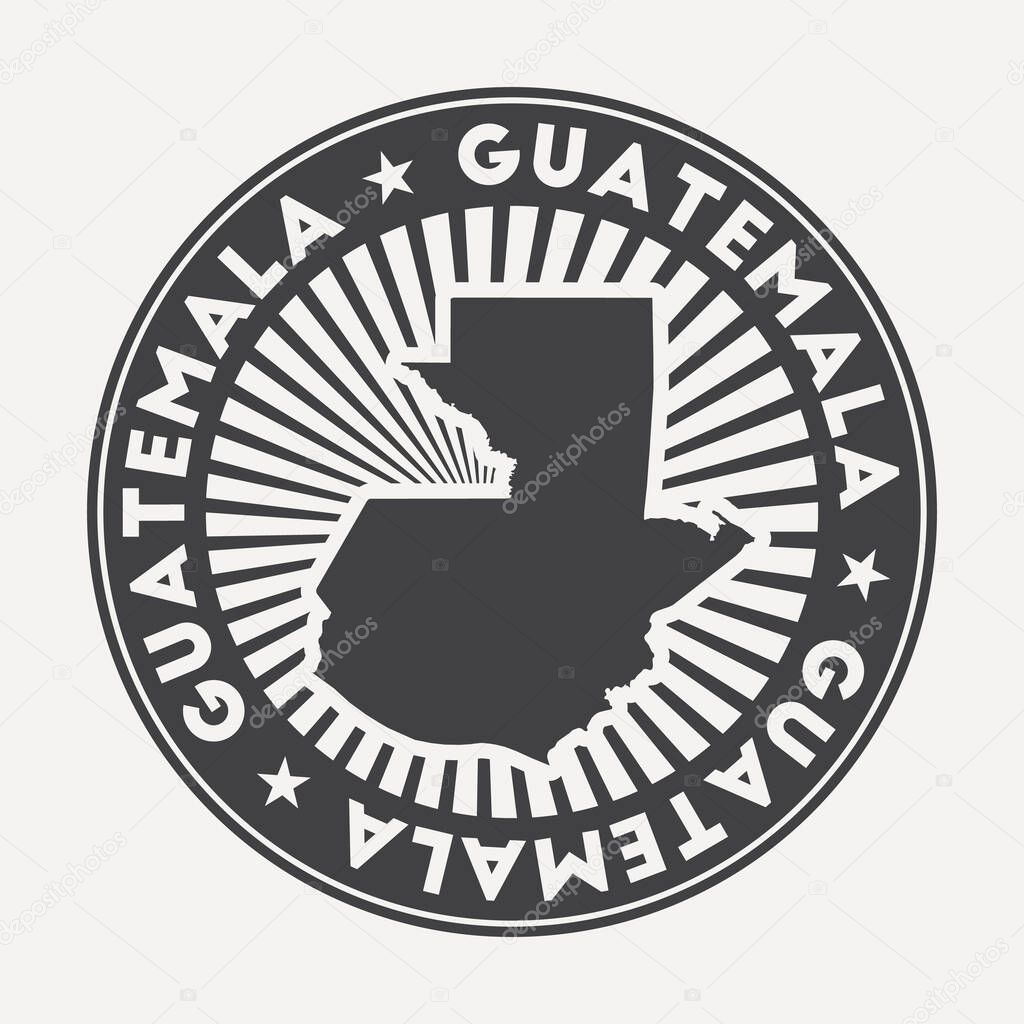 Guatemala round logo. Vintage travel badge with the circular name and map of country, vector illustration. Can be used as insignia, logotype, label, sticker or badge of the Guatemala.